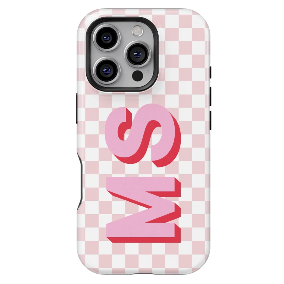 Checkerboard Initials Personalized iPhone Case