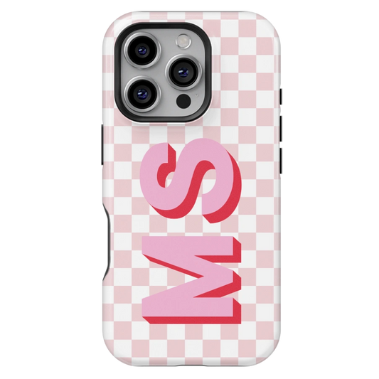 Checkerboard Initials Personalized iPhone Case