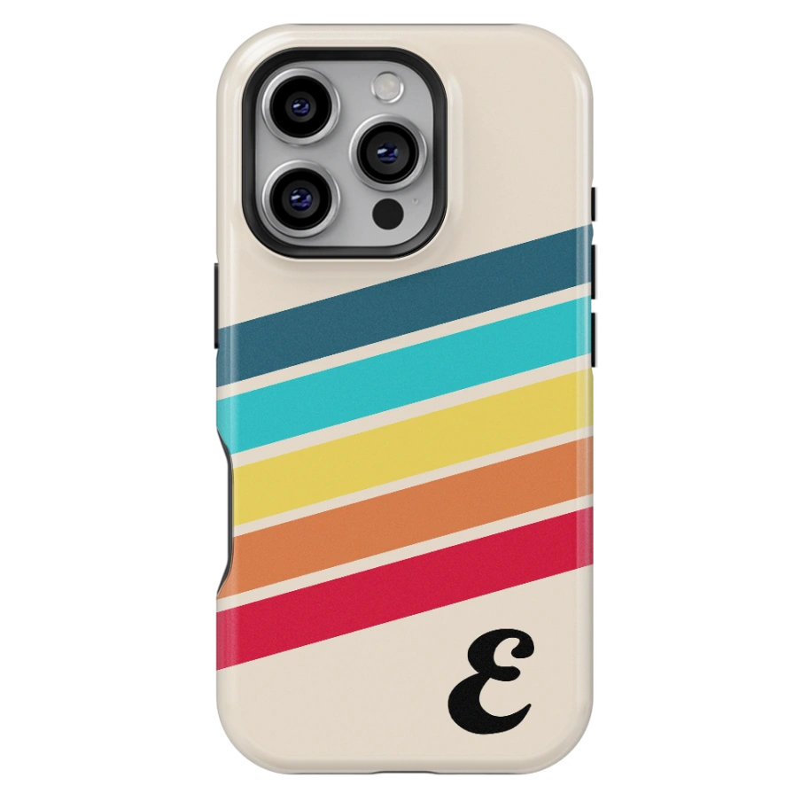 Rainbow Stripe Personalized Initial iPhone Case