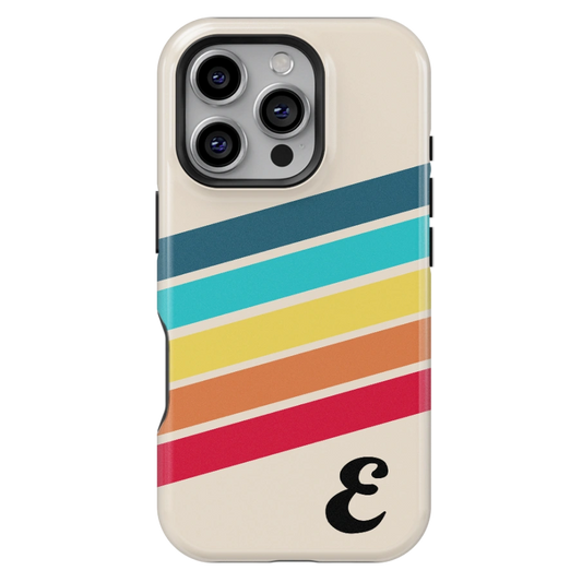Rainbow Stripe Personalized Initial iPhone Case