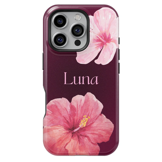 Summer Hibiscus Personalized Initial iPhone Case