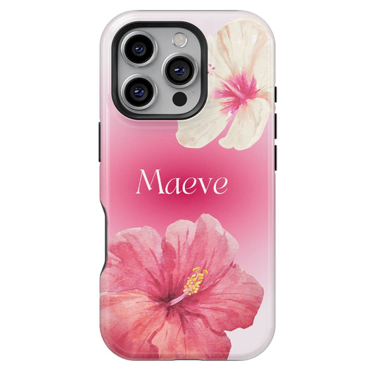Summer Hibiscus Personalized Initial iPhone Case