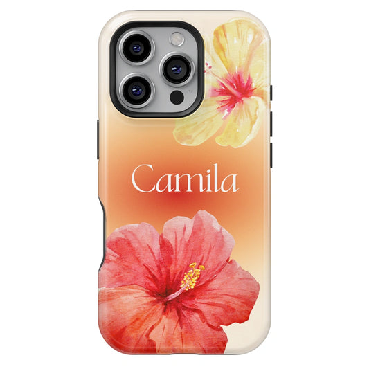 Summer Hibiscus Personalized Initial iPhone Case