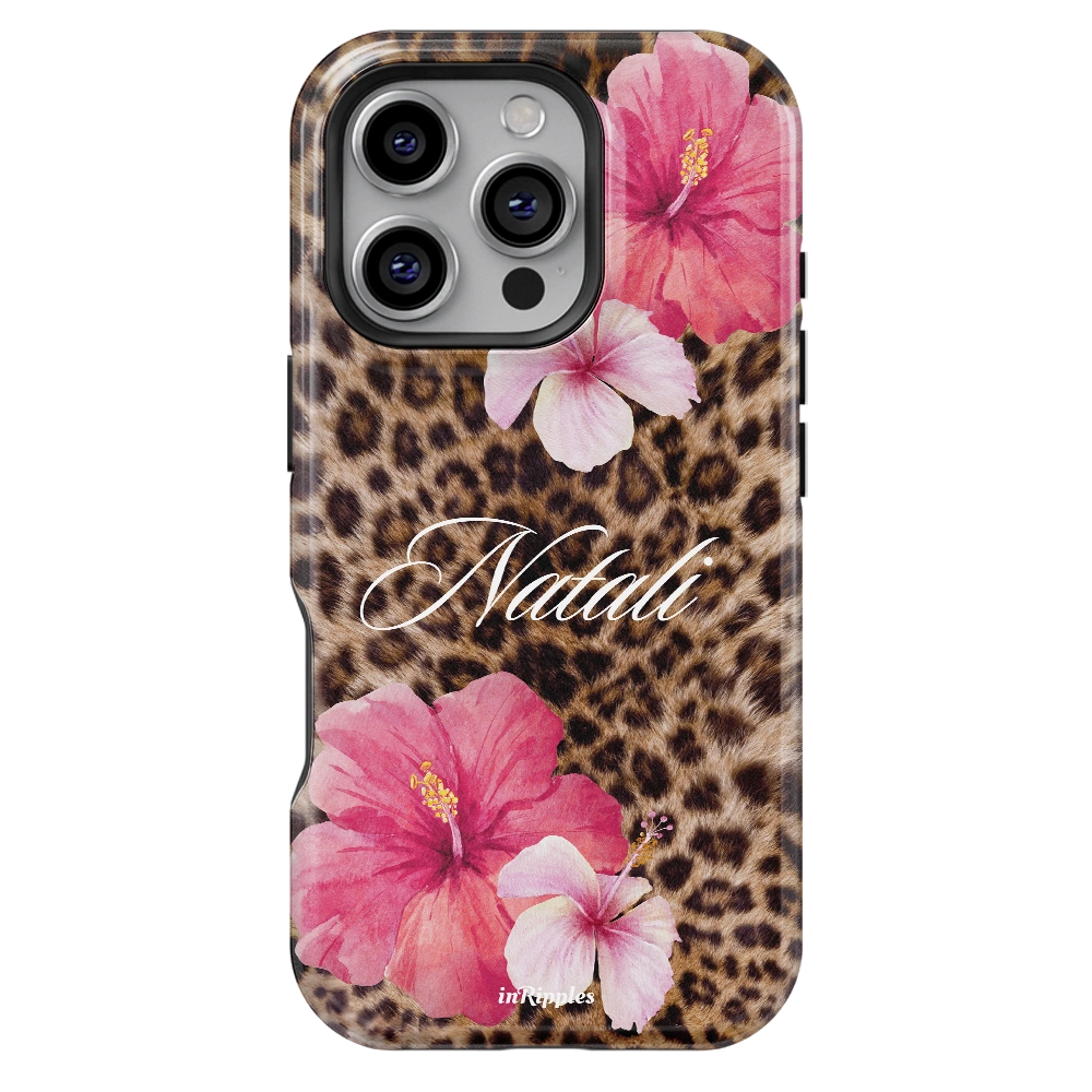 Tropical Leopard Personalized Name iPhone Case