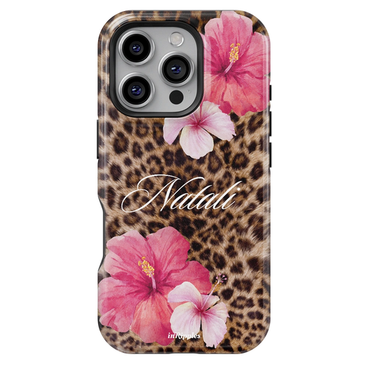 Tropical Leopard Personalized Name iPhone Case