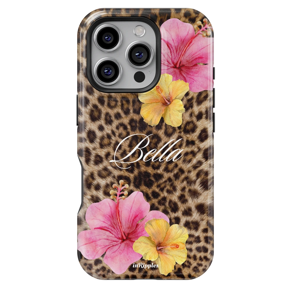 Tropical Leopard Personalized Name iPhone Case