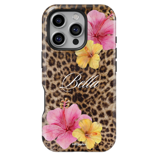Tropical Leopard Personalized Name iPhone Case