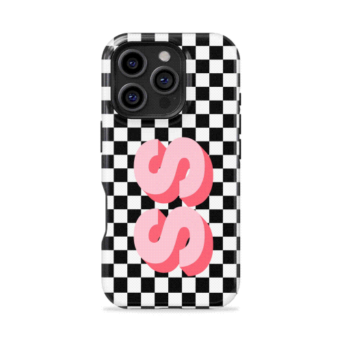 Checkerboard Initials Personalized iPhone Case - Custom Phone Cases - iPhone 14 Pro - Slim - inRipples