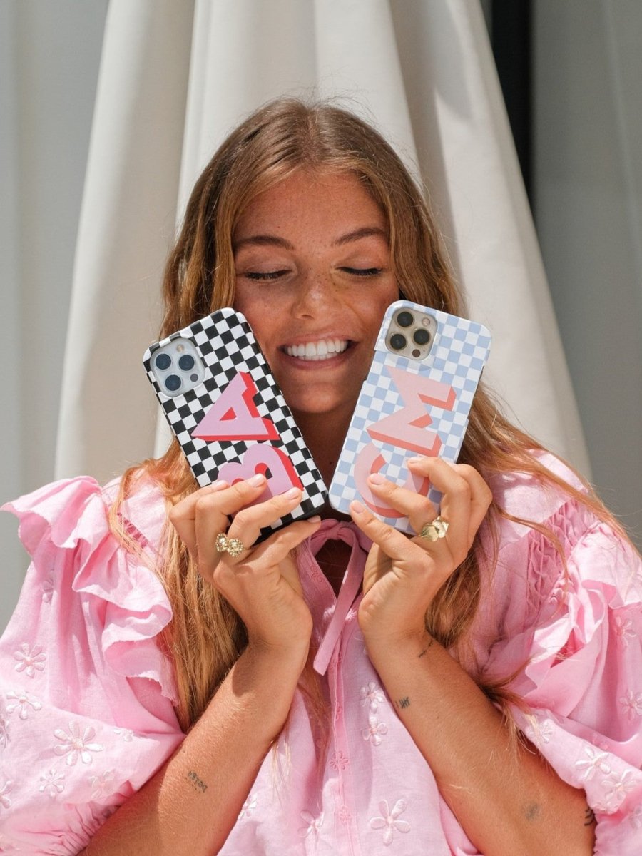 Checkerboard Initials Personalized iPhone Case - Custom Phone Cases - iPhone 16 Pro Max - Slim - inRipples