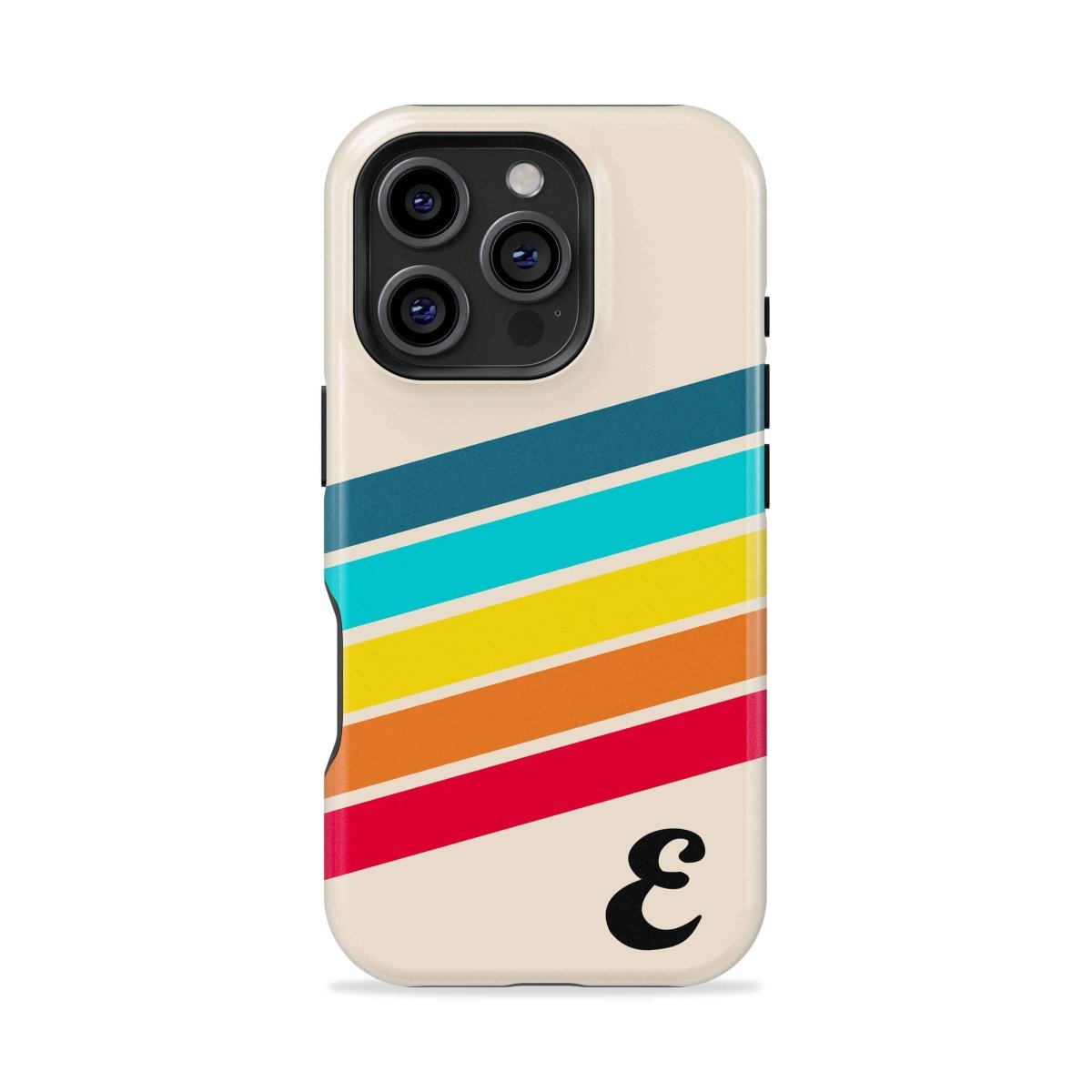 Rainbow Stripe Personalized Initial iPhone Case - Custom Phone Cases - iPhone 16 Pro Max - Slim - inRipples