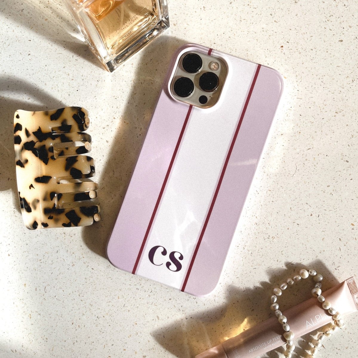 Classy Initial Stripe Personalized Monogram iPhone Case - Custom Phone Cases - iPhone 14 Pro - Slim - inRipples