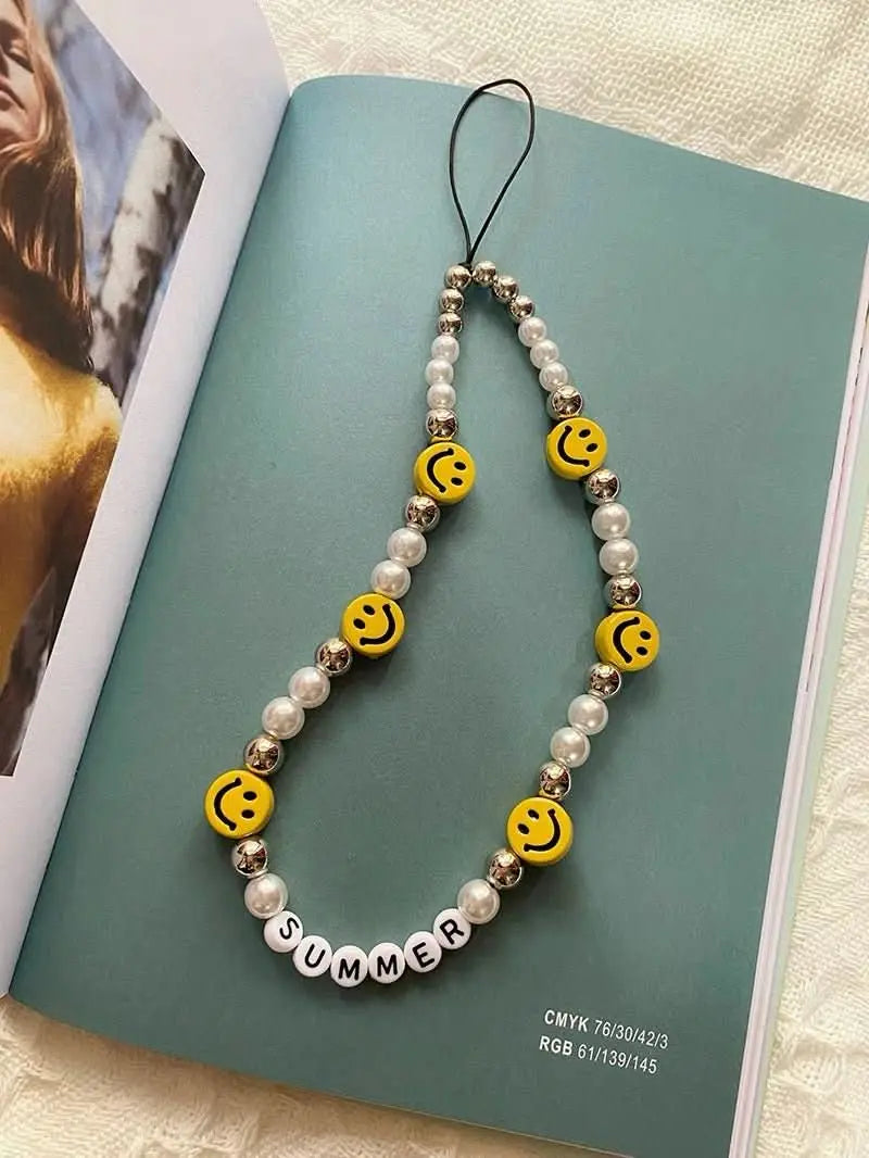 Personalized Name Yellow Smiles Phone Charm - Mobile Phone Cases - inRipples