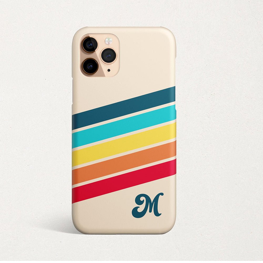 Rainbow Stripe Personalized Initial iPhone Case - Custom Phone Cases - iPhone 14 Pro - Slim - inRipples