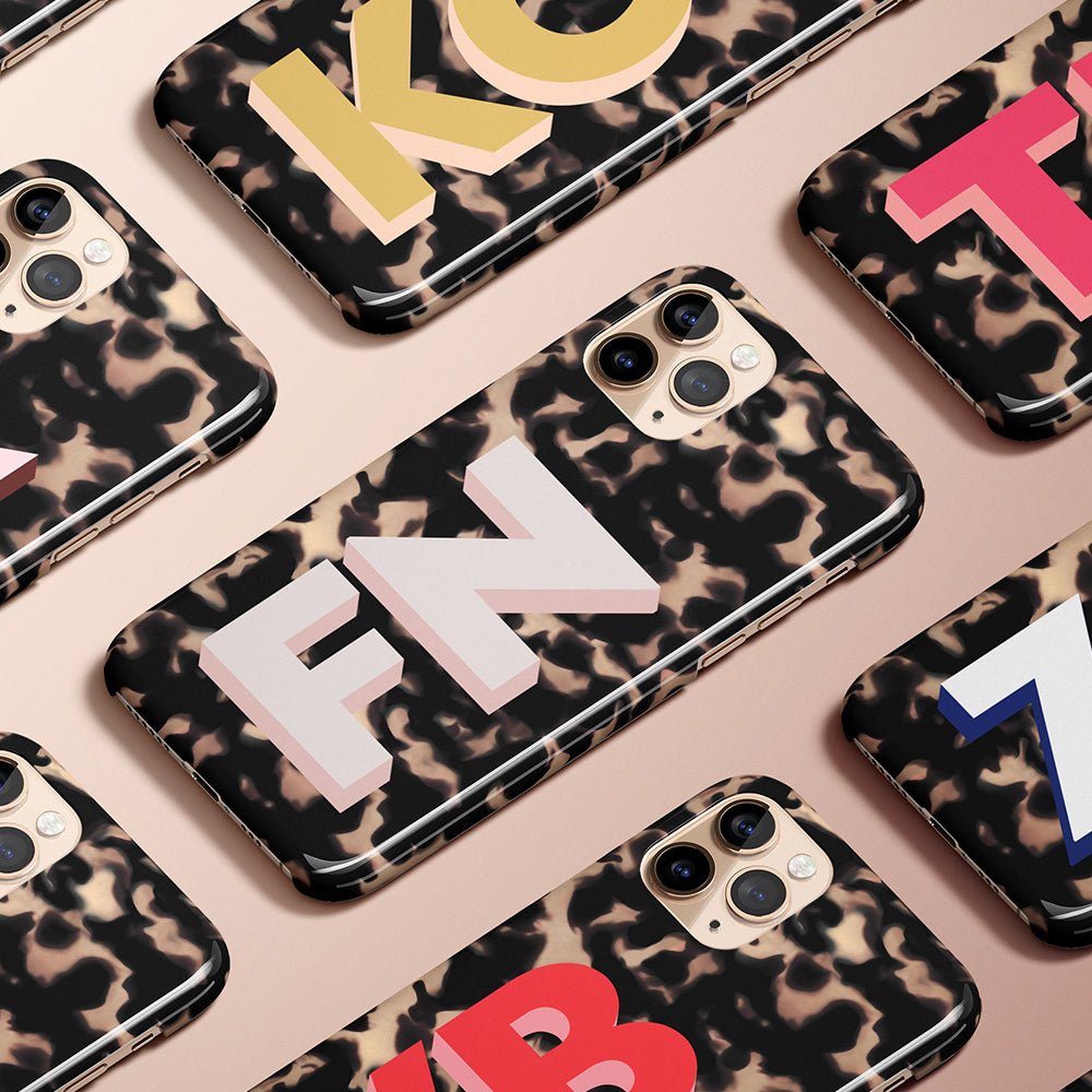 Tortoise Shell Initials Personalized iPhone Case - Custom Phone Cases - iPhone 14 Pro - Slim - inRipples