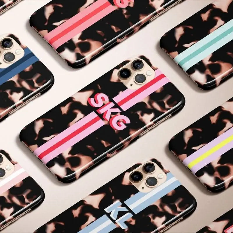 Tortoise Stripe Personalized Monogram iPhone Case - Custom Phone Cases - iPhone 14 Pro - Slim - inRipples