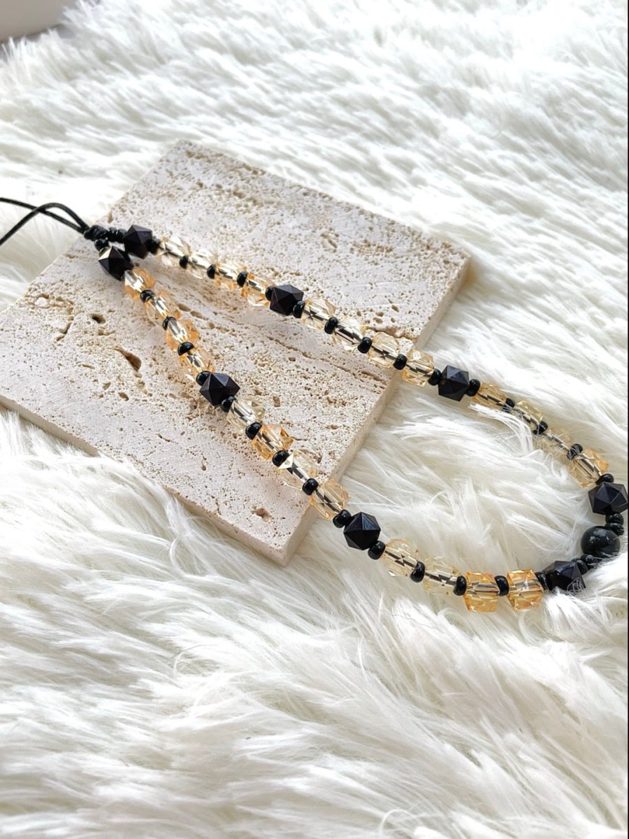 Yellow Crystal Beads Phone Charm - Mobile Phone Cases - inRipples