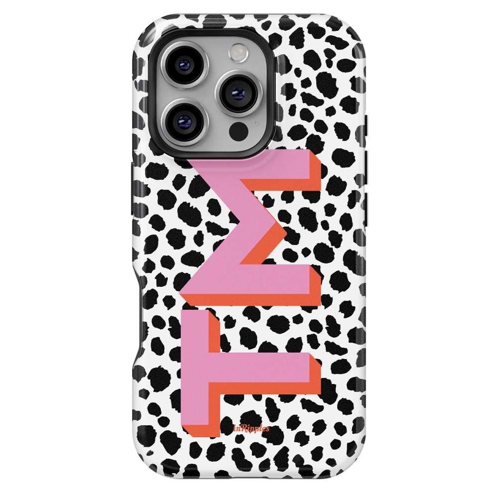 Leopard Print Initials Personalized iPhone Case