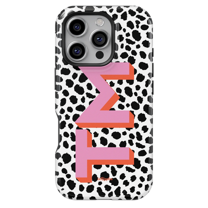 Leopard Print Initials Personalized iPhone Case