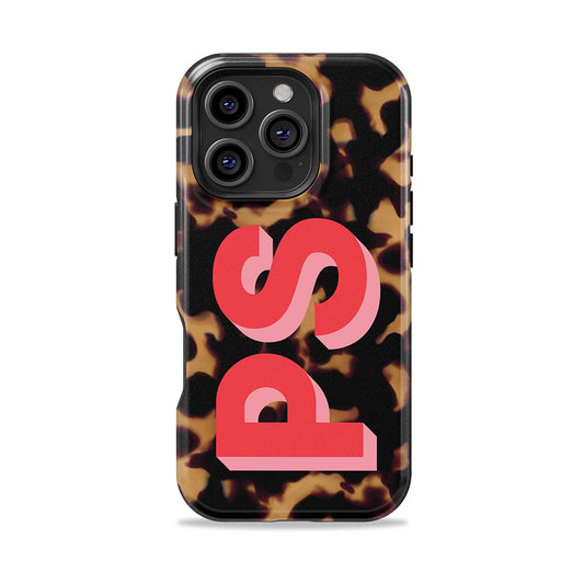 Tortoise Shell Big Initials Personalized Name iPhone Case