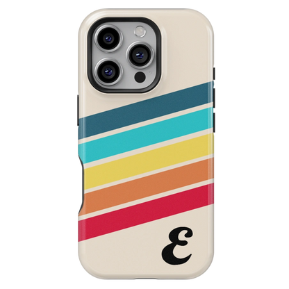 Rainbow Stripe Personalized Initial iPhone Case