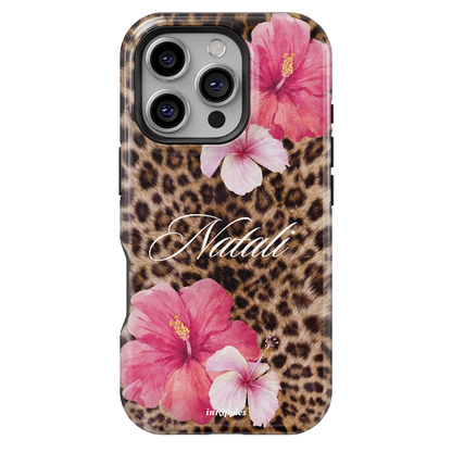 Tropical Leopard Personalized Name iPhone Case