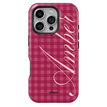Berry Gingham Personalized iPhone Case