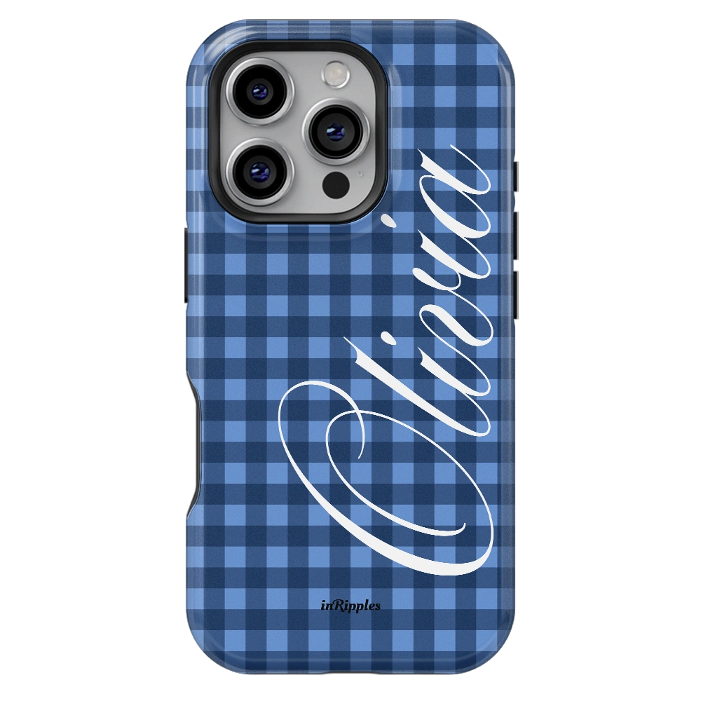Deep Gingham Personalized iPhone Case