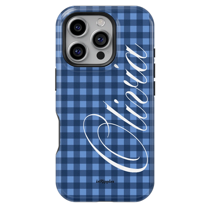 Deep Gingham Personalized iPhone Case