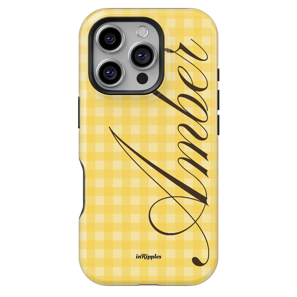 Lemon Gingham Personalized iPhone Case