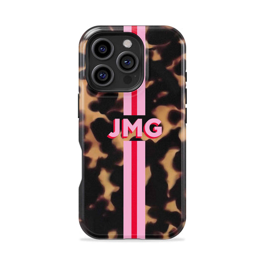 Tortoise Stripe Personalized Name Monogram iPhone Case