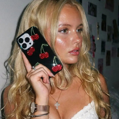 Cherry Rhinestone Phone Case