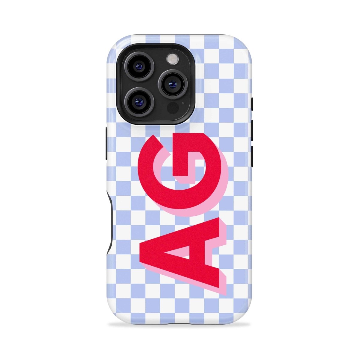 Checkerboard Initials Personalized iPhone Case - Custom Phone Cases - iPhone 14 Pro - Slim - inRipples