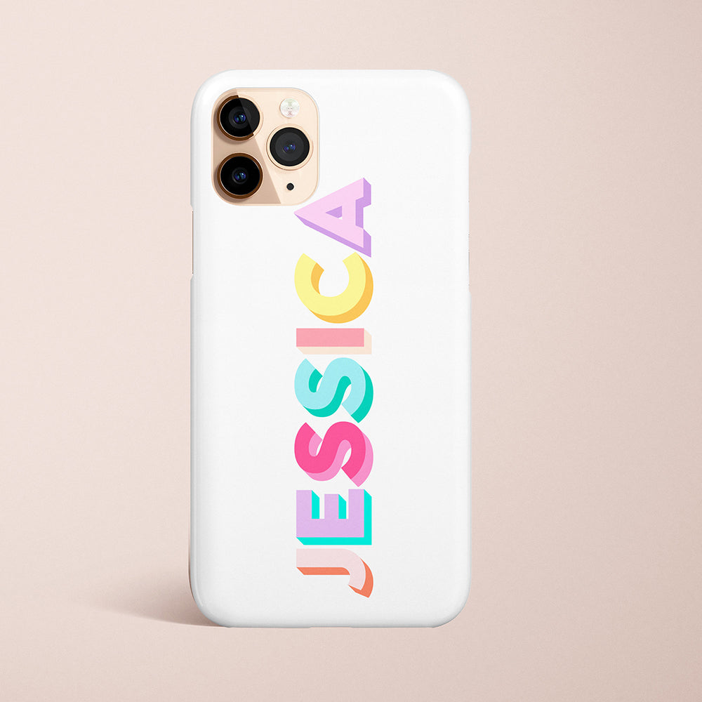 Pastal Rainbow Personalized Custom Name Monogram iPhone Case