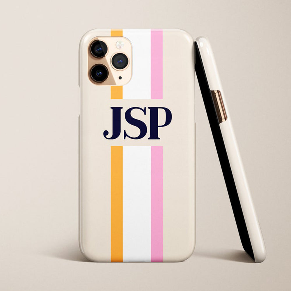 Stripe Personalized Name Monogram iPhone Case