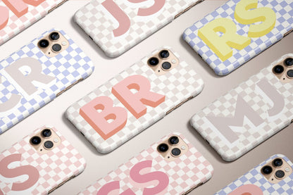 Checkerboard Large Initials Personalized Name Monogram iPhone Case