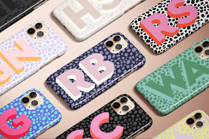 Leopard Print Big Initials Personalized Name Monogram iPhone Case