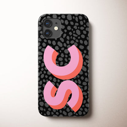 Leopard Print Big Initials Personalized Name Monogram iPhone Case