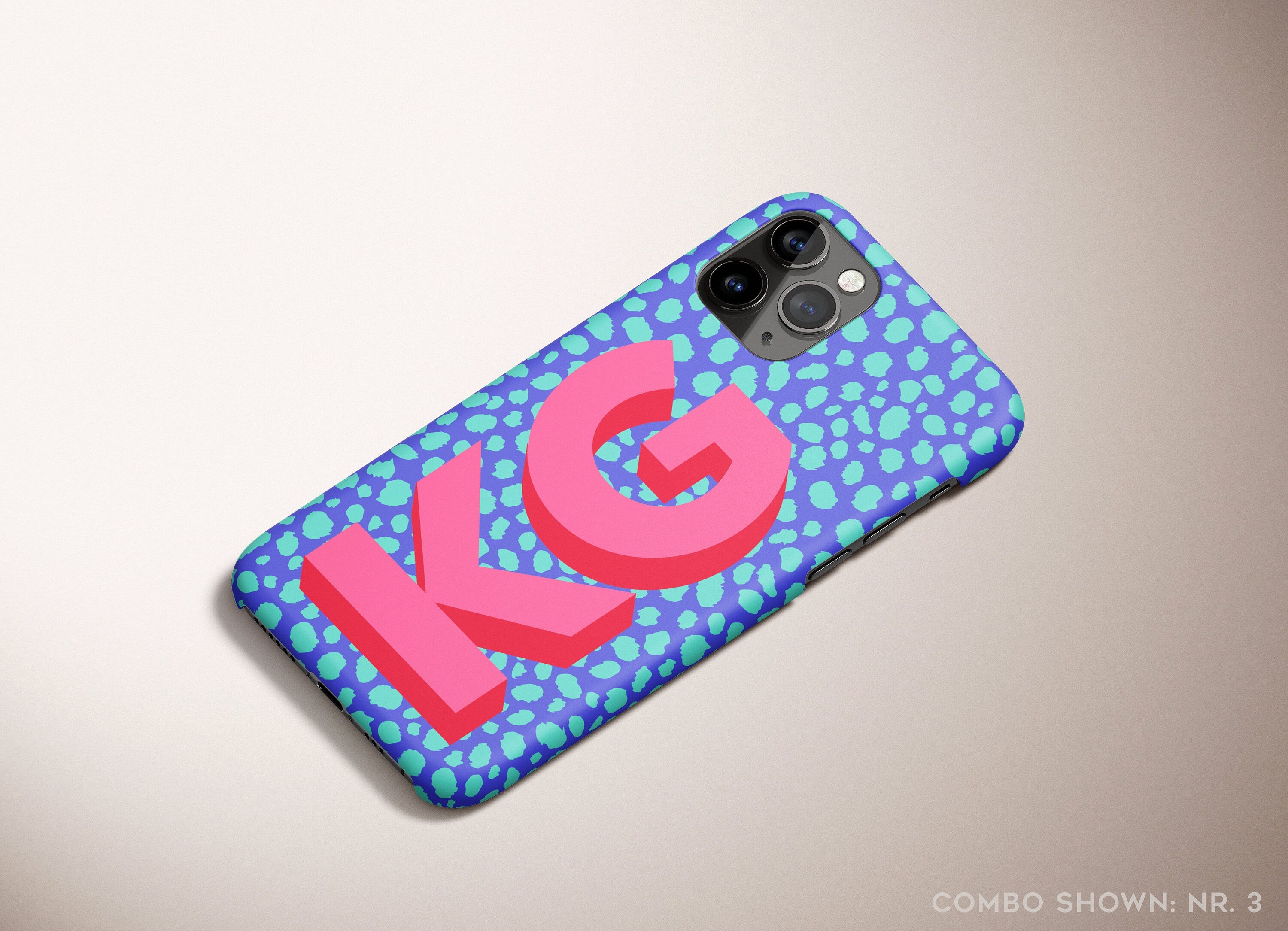 Leopard Print Big Initials Personalized Name Monogram iPhone Case