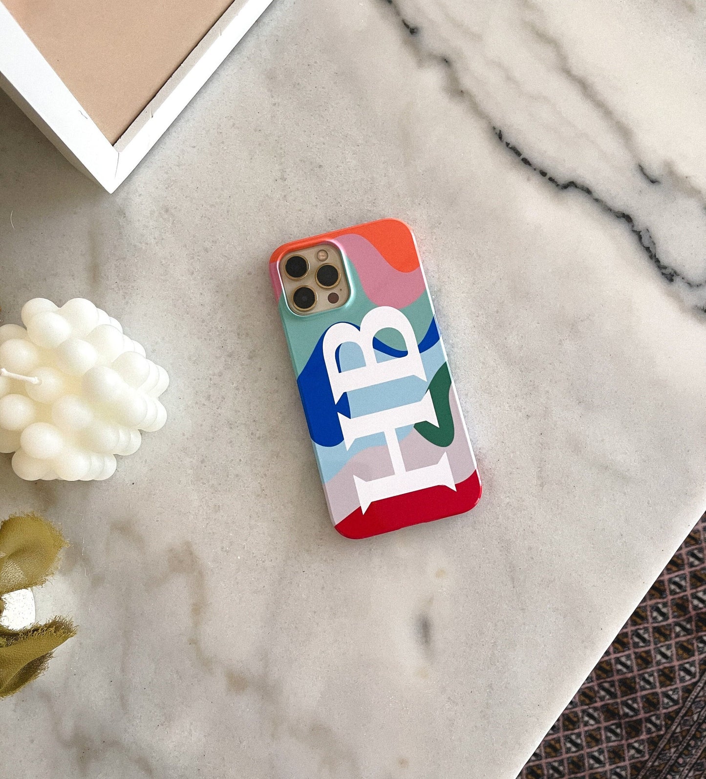 Flowing Color Personalized Name Monogram iPhone Case