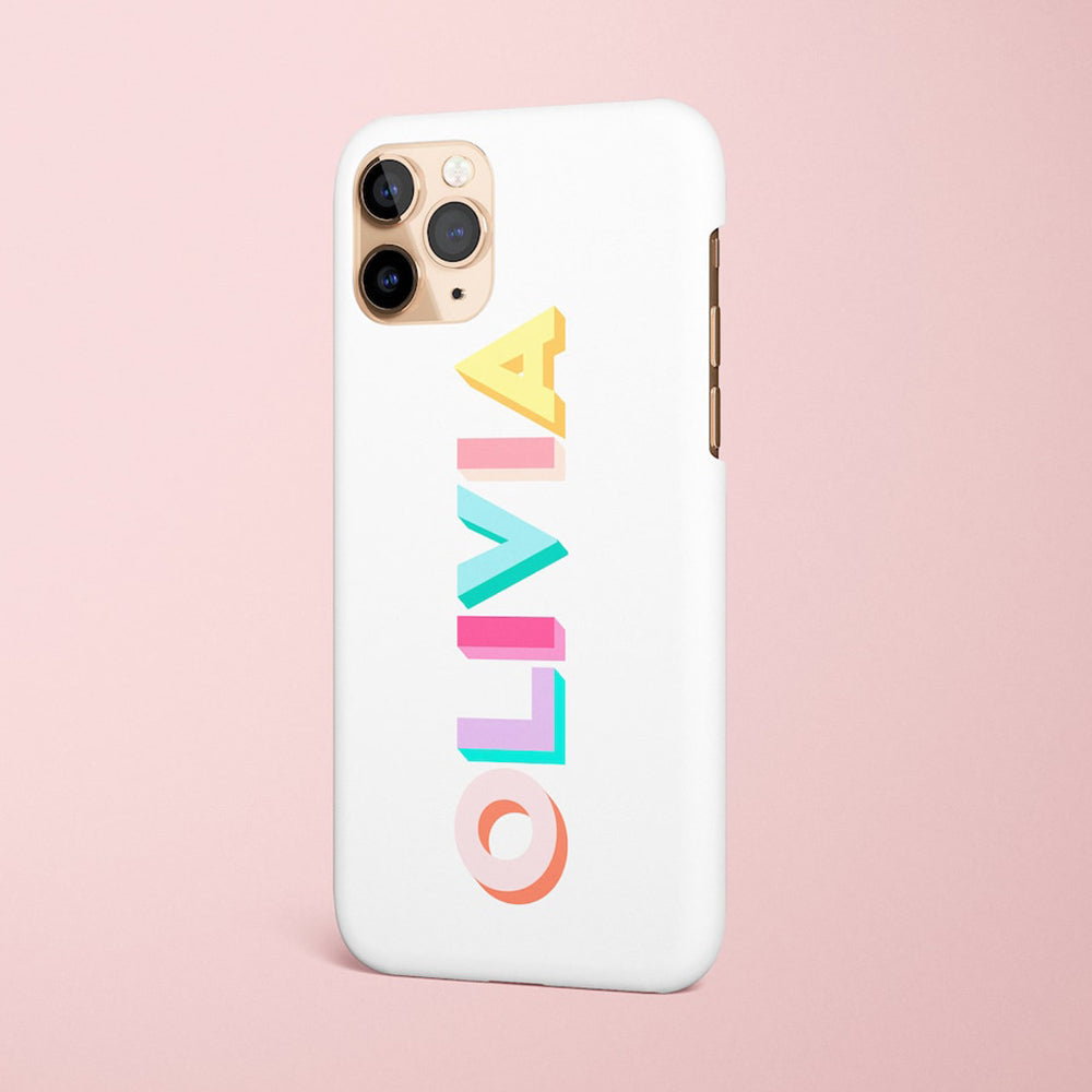 Pastal Rainbow Personalized Custom Name Monogram iPhone Case