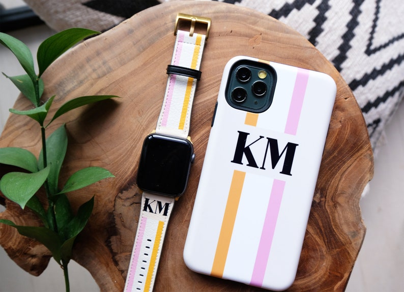 Stripe Personalized Name Monogram iPhone Case