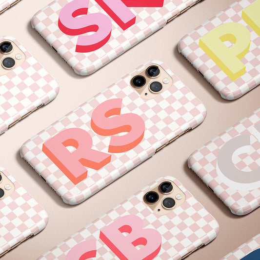 Checkerboard Large Initials Personalized Name Monogram iPhone Case