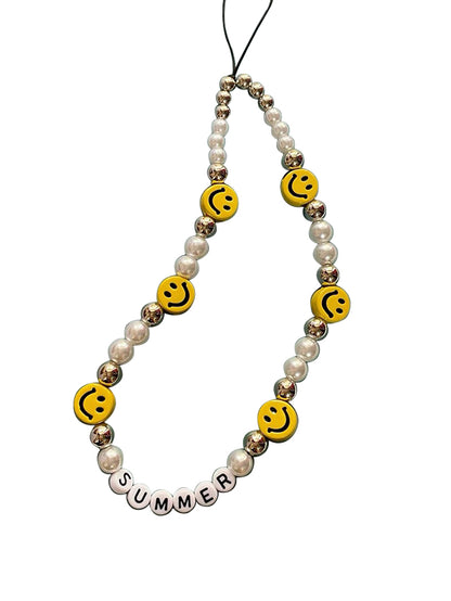 Personalized Name Yellow Smiles Phone Charm