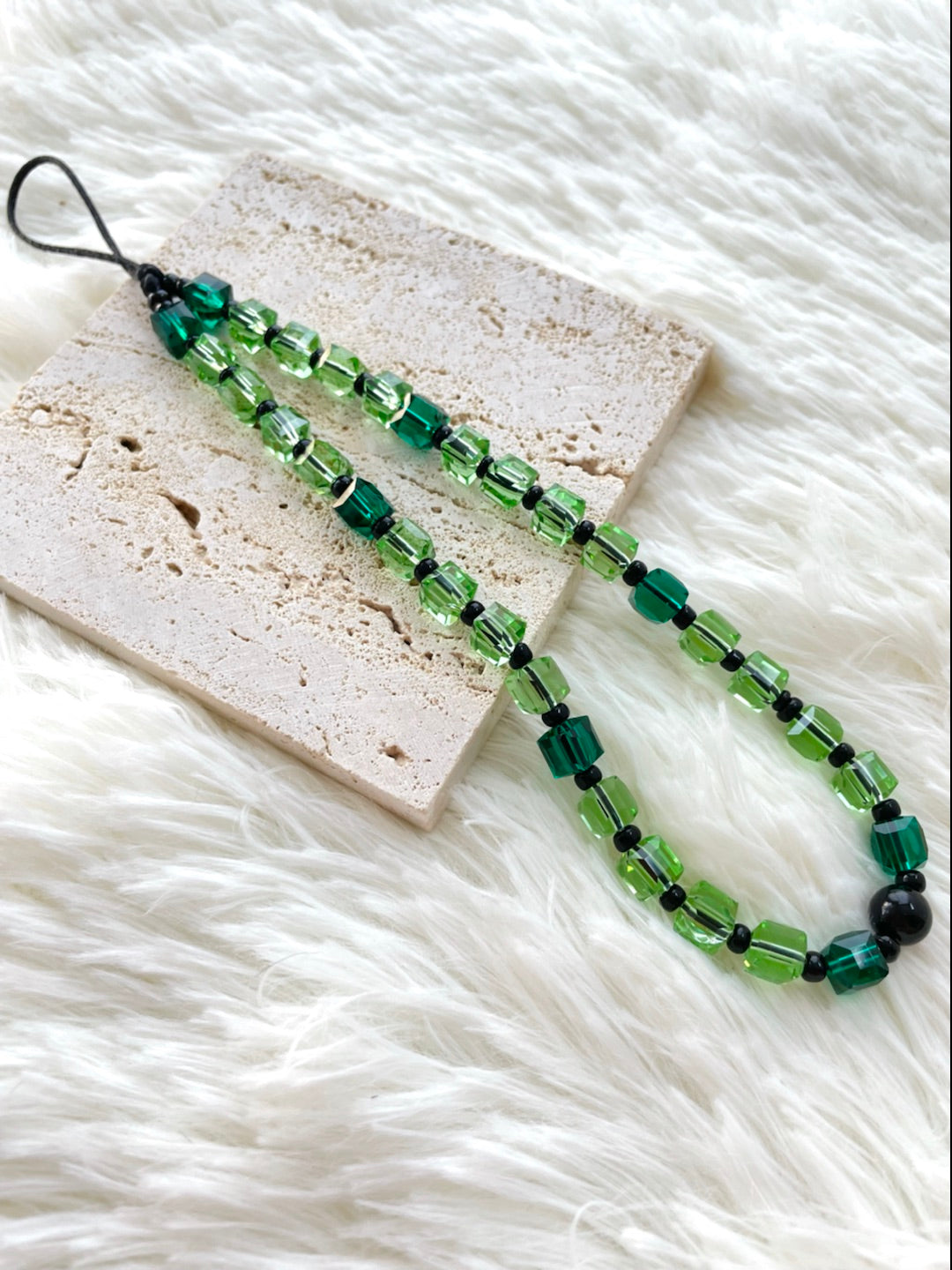 Green Crystal Beads Phone Charm