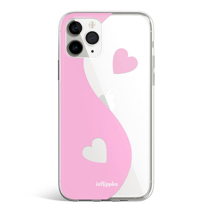 Yin-Yang Love Clear iPhone Case-Pink