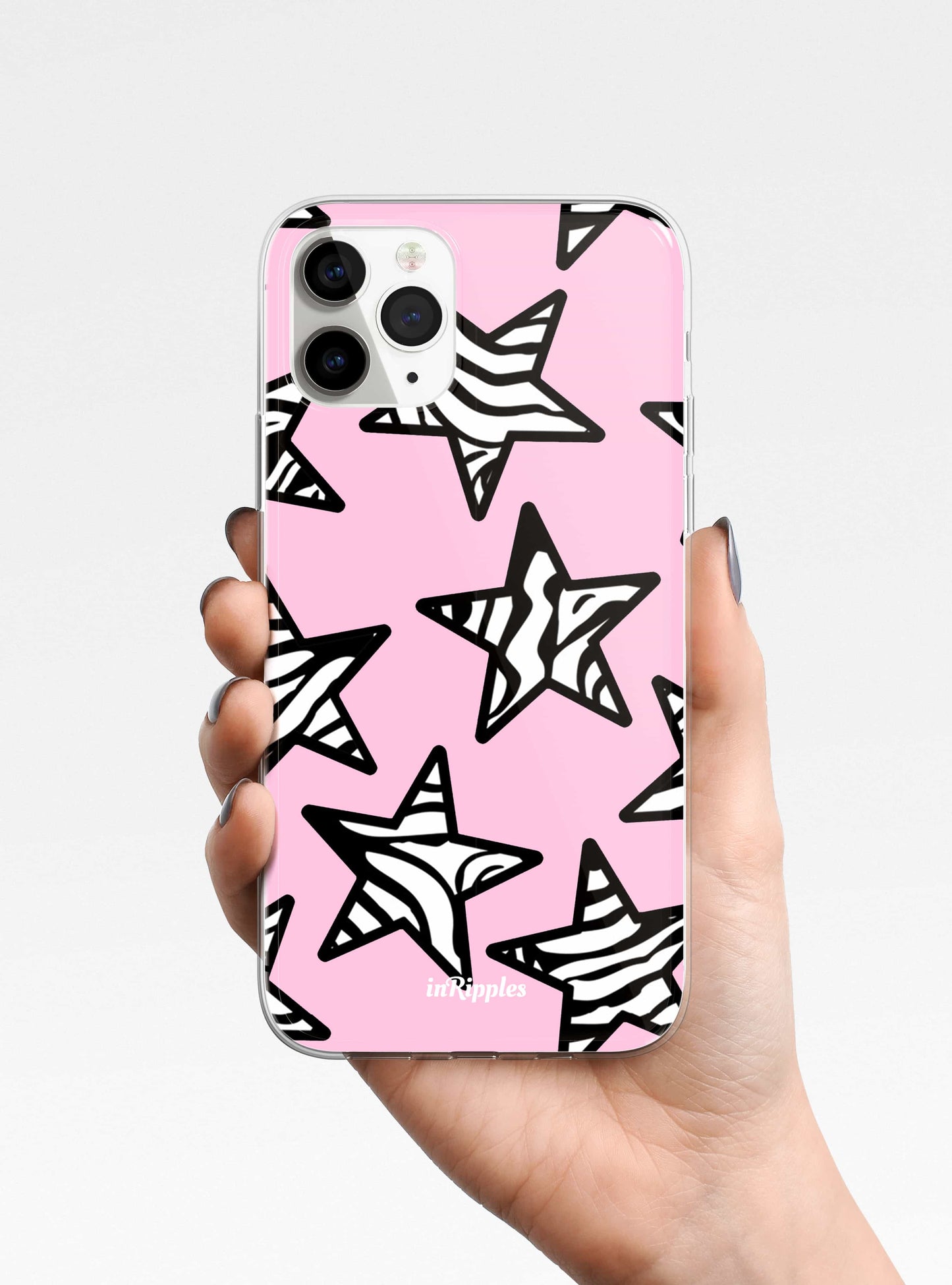 Zebra Stars iPhone Case-Pink