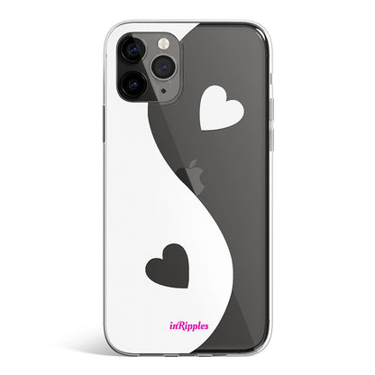 Yin-Yang Love Clear iPhone Case-White