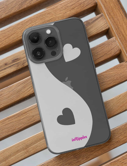 Yin-Yang Love Clear iPhone Case-White