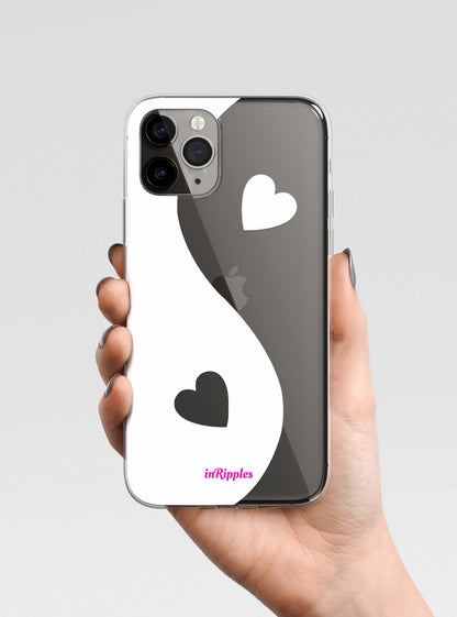 Yin-Yang Love Clear iPhone Case-White