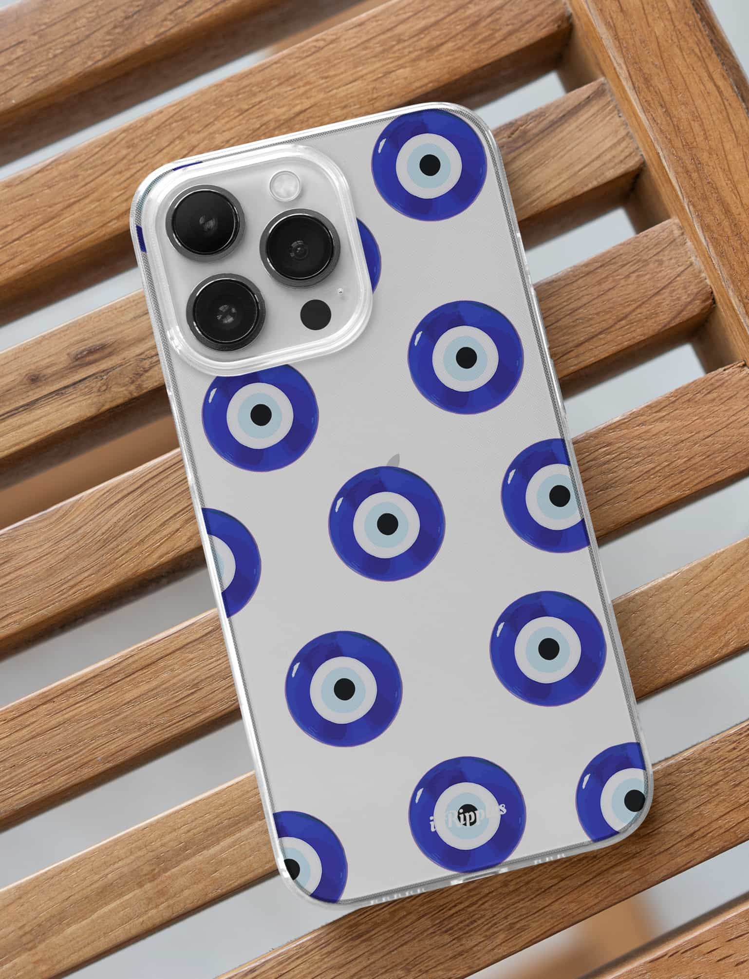 Evil Eyes iPhone Case Blue Acrylic Silicone Phone Case inRipples